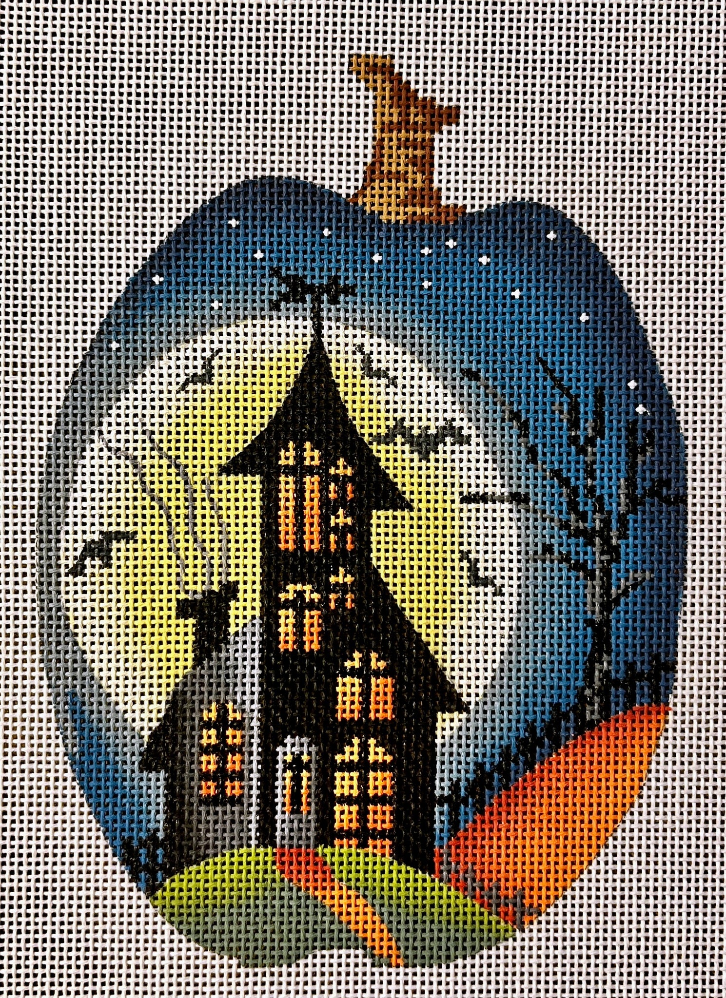 Full Moon House Silhouette Pumpkin