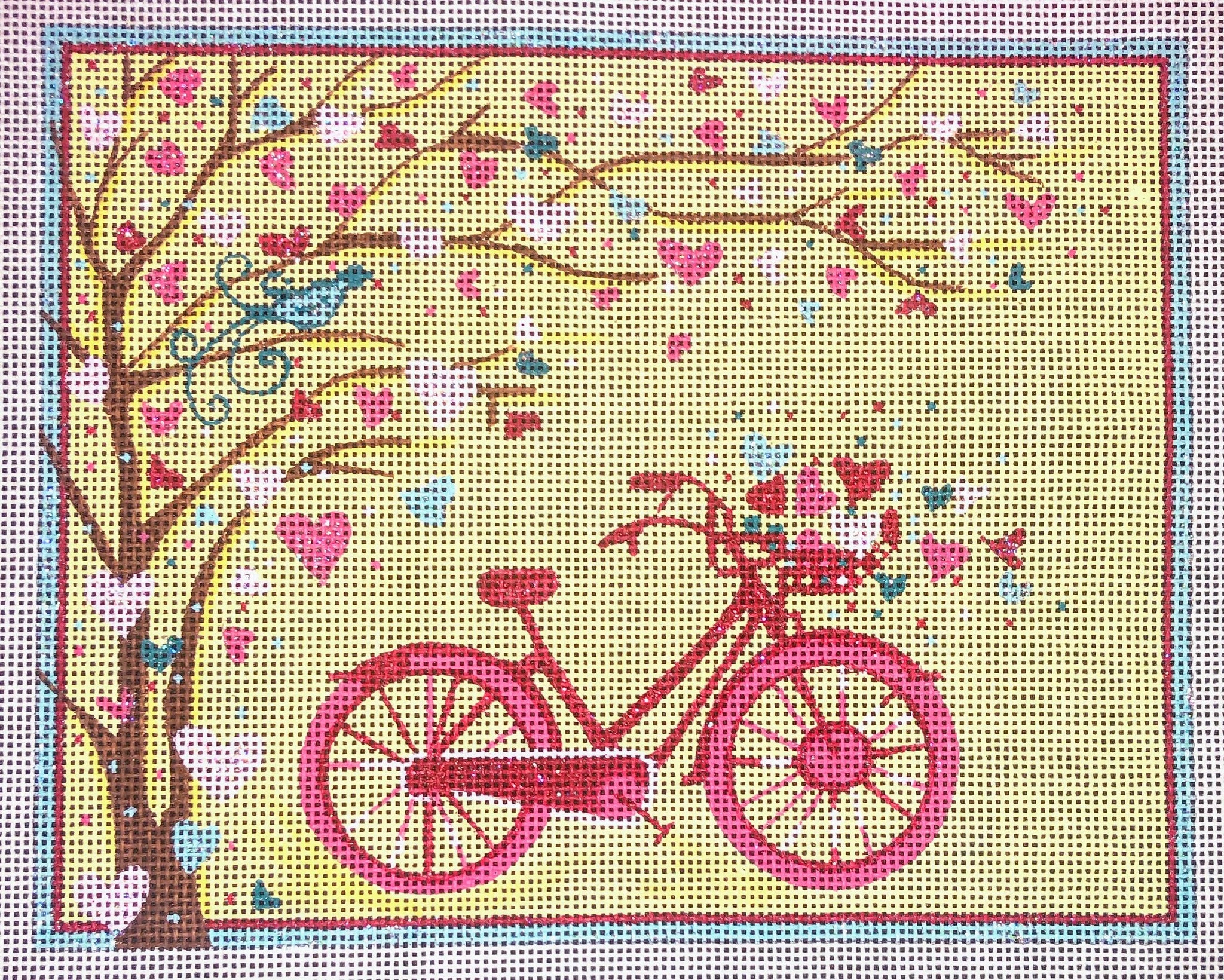 Bike with Hearts and Tree - Family Arts Needlework Shop