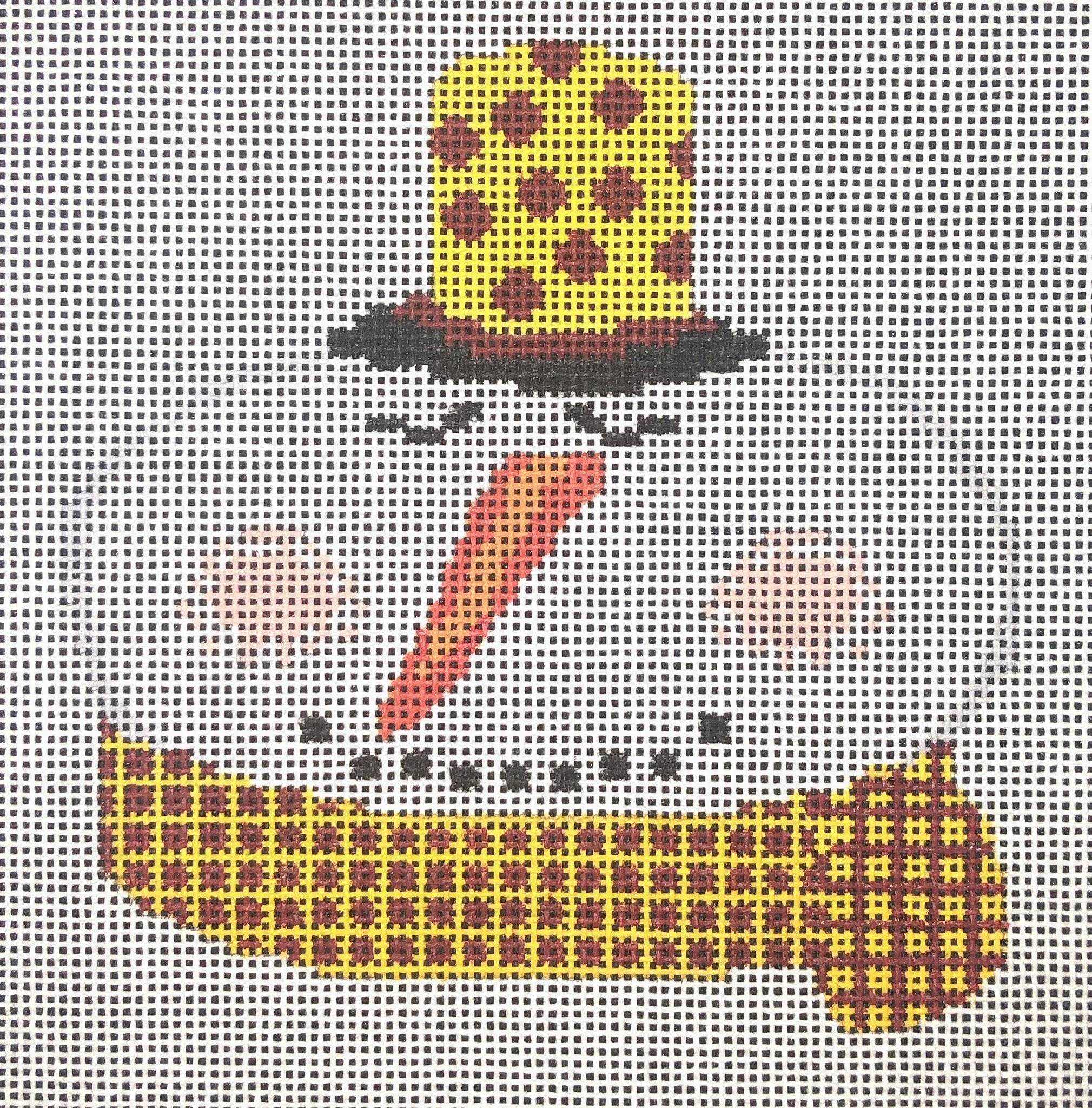 Snowman with Red and Yellow Hat and Scarf - Family Arts Needlework Shop