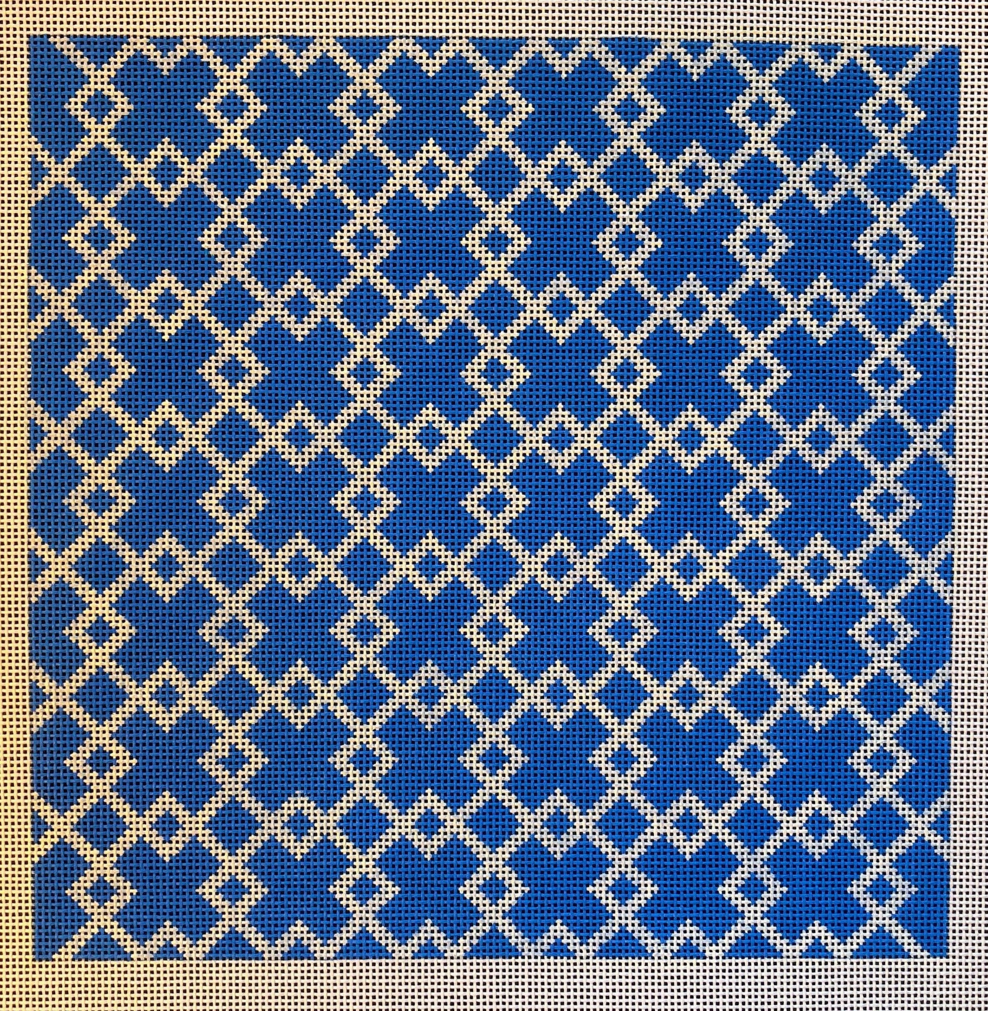 Blue & White Geometric Pillow - Family Arts Needlework Shop