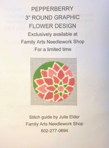Stitch Guide for Pepperberry 3" Round Graphic Flower - Family Arts Needlework Shop