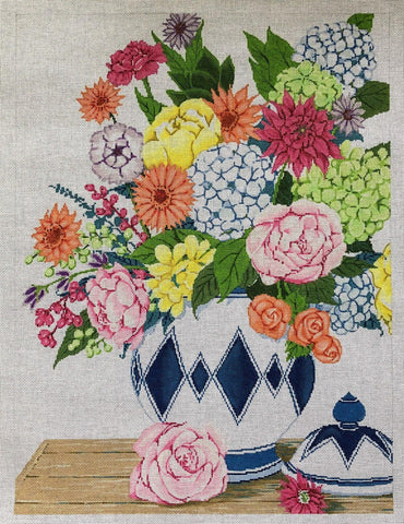 Floral in Blue & White Vase - Family Arts Needlework Shop