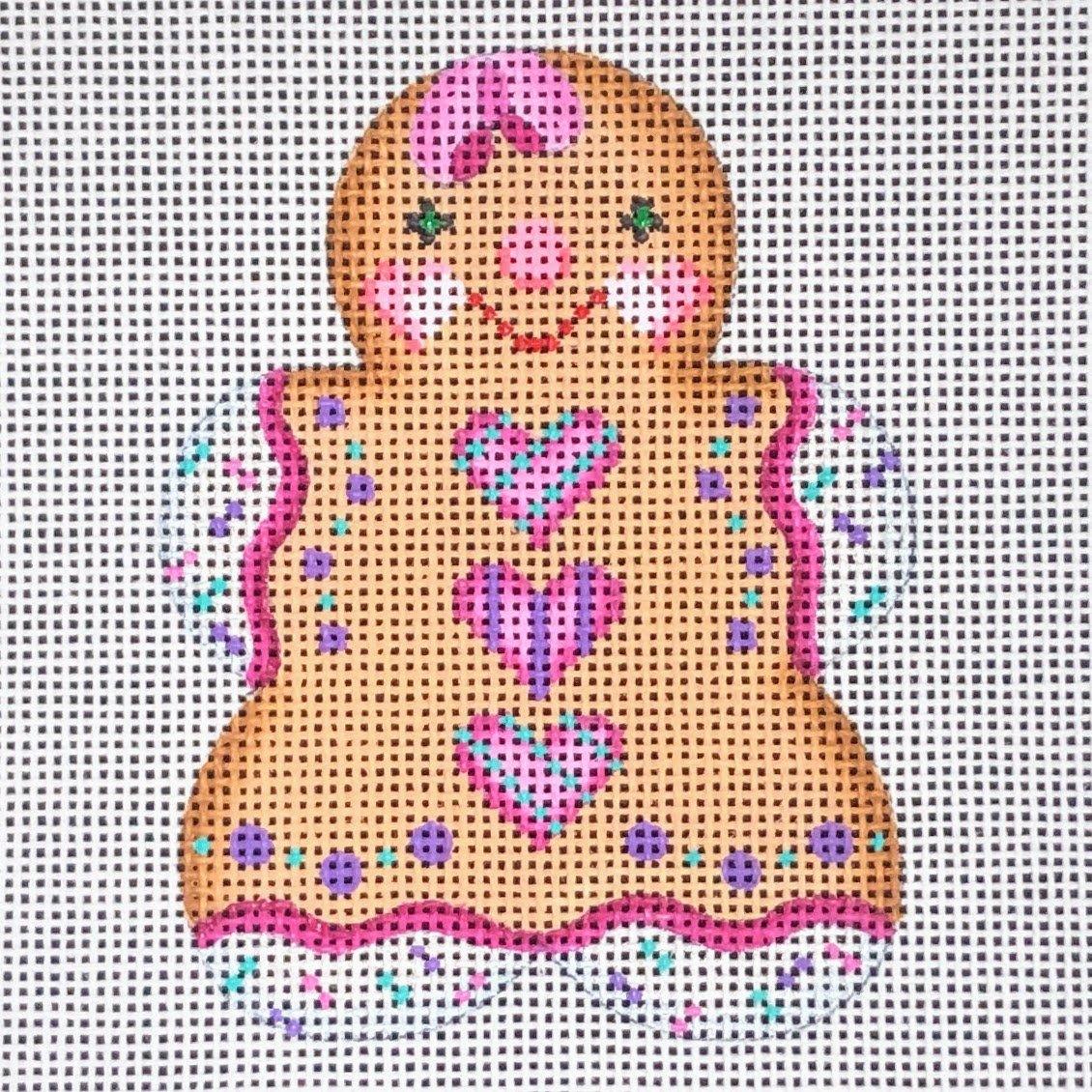Gingerbread Lady Cookie - Pink Hearts - Family Arts Needlework Shop