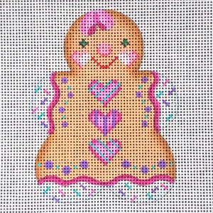 Gingerbread Lady Cookie - Pink Hearts - Family Arts Needlework Shop