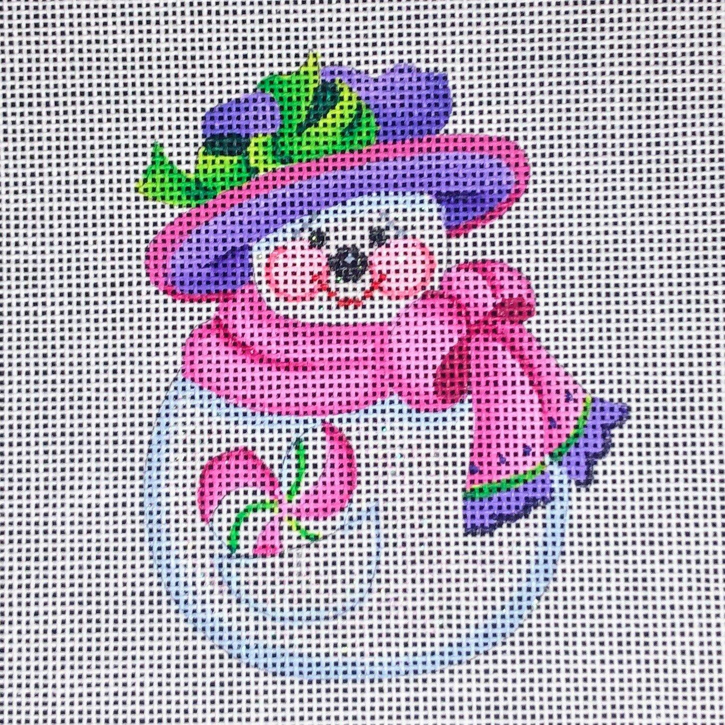 Ms. Snowman - Purple & Green Hat - Family Arts Needlework Shop