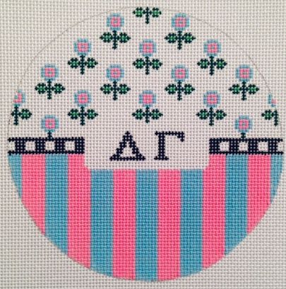 Sorority Stripes and Flowers Round-Delta Gamma