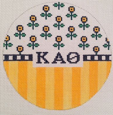 Sorority Stripes and Flowers Round-Kappa Alpha Theta