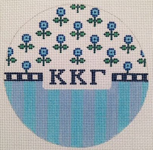 Sorority Stripes and Flowers Round-Kappa Kappa Gamma