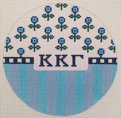 Sorority Stripes and Flowers Round-Kappa Kappa Gamma