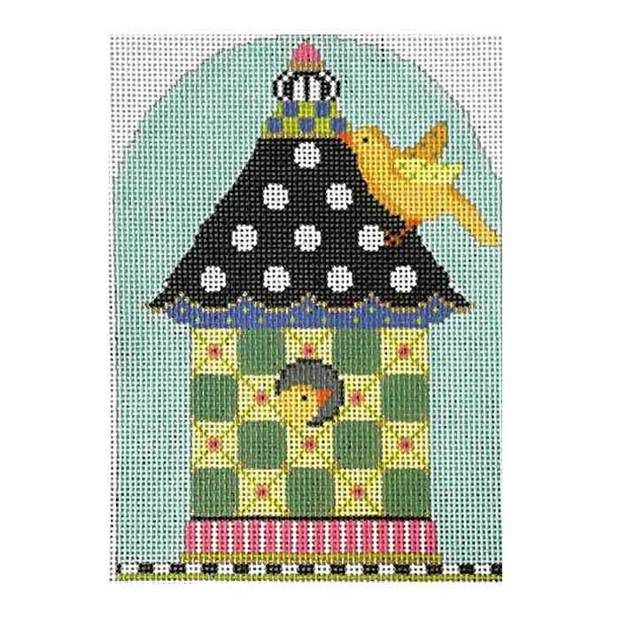 Green Checkers Birdhouse - Family Arts Needlework Shop