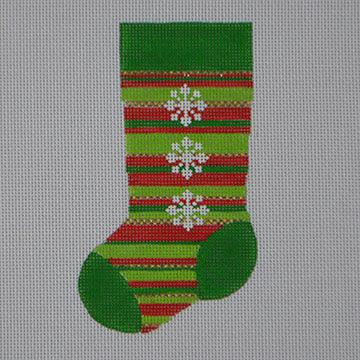 Red/Gr Stacked Snowflake Mini Stocking - Family Arts Needlework Shop