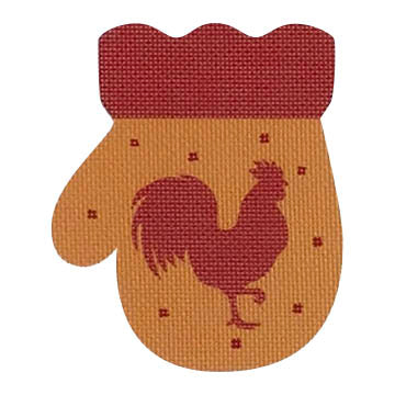 French Country Rooster Mitten, red and gold