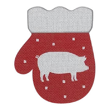 French Country Pig Mitten, red and white