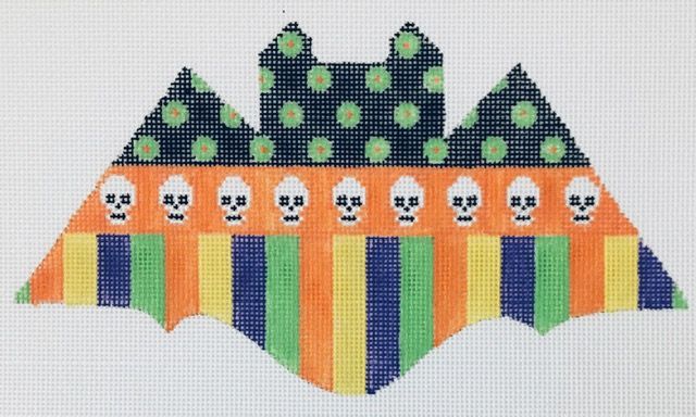 Halloween Bat-Stripes and Skulls