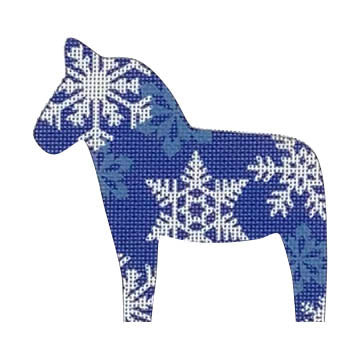 Nordic Dala Horse: Snowflakes