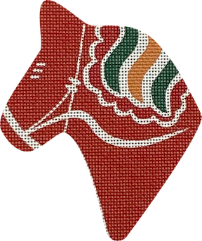 Nordic Dala Horse Head: Orange and Red