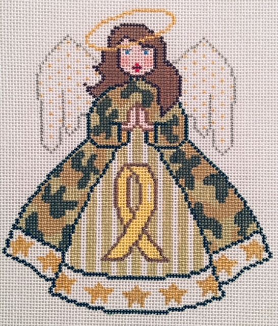 Patriotic Angel-Camo with Yellow Ribbon