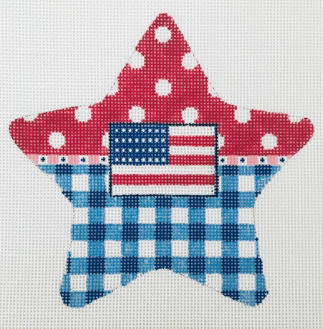 Patriotic Stars-Blue Gingham