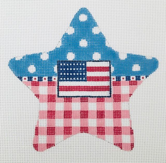 Patriotic Stars-Red Gingham