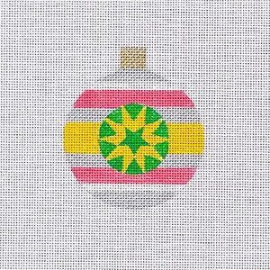 Round - Pink & Gold w/ Green Star - Family Arts Needlework Shop