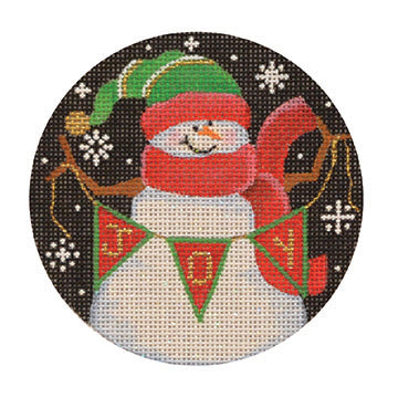 Snowman: with Red and Green Joy Banner