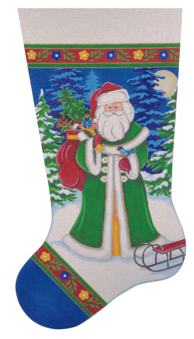 Old World Santa with Sled 18m - Family Arts Needlework Shop