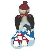 Mini Socks with Inserts - Three Penguins with Penguin - Family Arts Needlework Shop