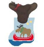 Mini Socks with Inserts -Moose, Canoe with Moose - Family Arts Needlework Shop