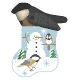 Mini Socks with Inserts - Snowman with Chickadee - Family Arts Needlework Shop