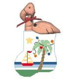 Mini Socks with Inserts - Ocean Scene with Flamingo - Family Arts Needlework Shop