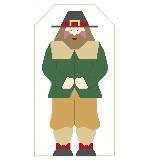 Stand-Up Figures -Pilgrim Man with Pumpkin Button - with Stitch Guide - Family Arts Needlework Shop