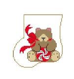 Mini Sock - Small - Teddy Bear with Candy - Family Arts Needlework Shop