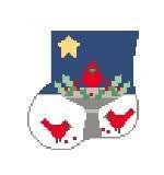 Mini Sock - Small - Birdbath with Cardinals - Family Arts Needlework Shop