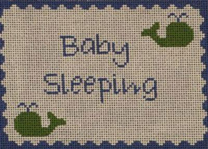 Baby Sleeping -Blue & Green Whales - Family Arts Needlework Shop