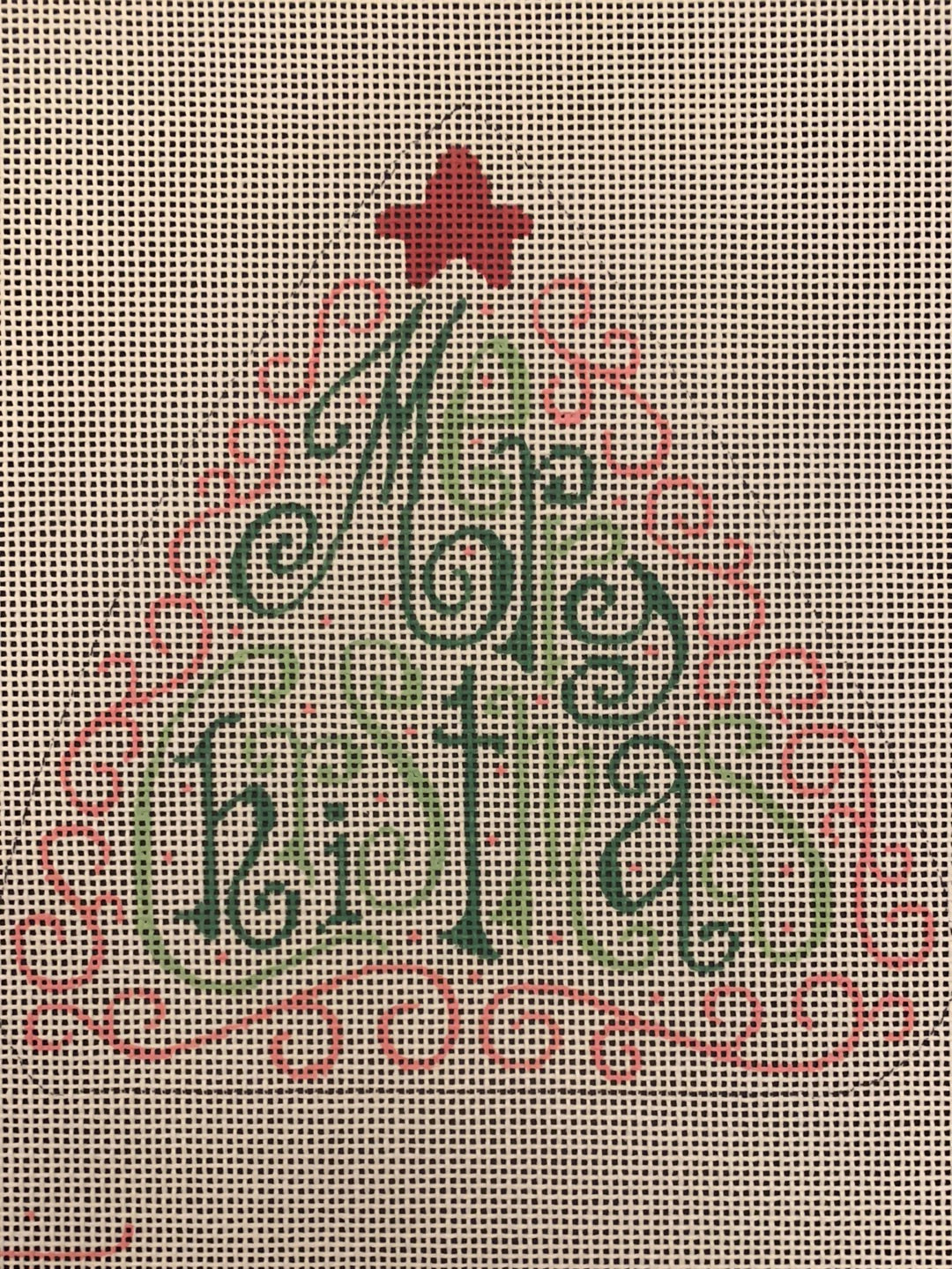 Merry Christmas Tree with Pink Swirls