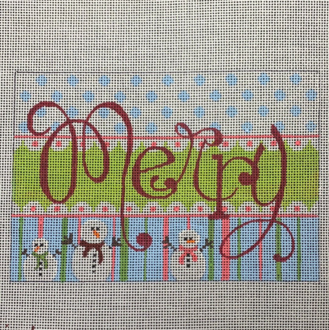 Merry Script with Snowman