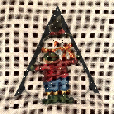 Boy Hugging Snowman