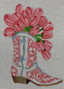 Cowboy Boot with Tulips