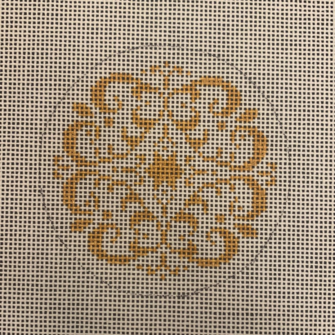 Gold and White Doily Round