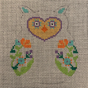 Baby Owl with Orange Flowers