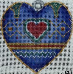Blue Heart Ornament - Family Arts Needlework Shop