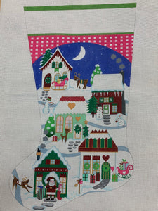 Christmas Village Stocking - Family Arts Needlework Shop